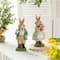Glitzhome® 9.75" Easter Resin Bunny Couple with Coffee and Tulips Table Decor